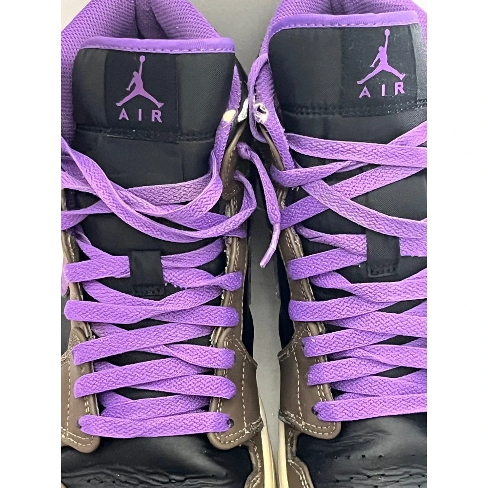 Air Jordan 1 Mid Palomino Wild Berry Brown Black Purple DQ8426-215 Mens Shoes